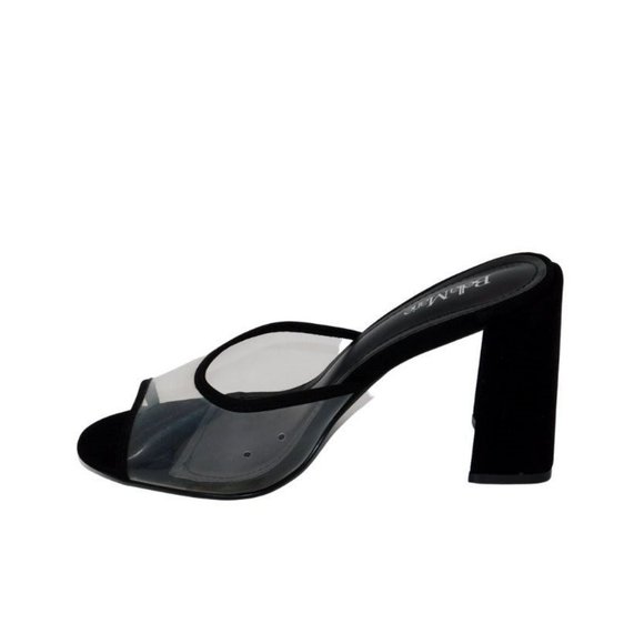 Bella Marie Women's Lounge-2 Chunky Heel Transparent Lucite Fashion Sandals - Picture 4 of 4